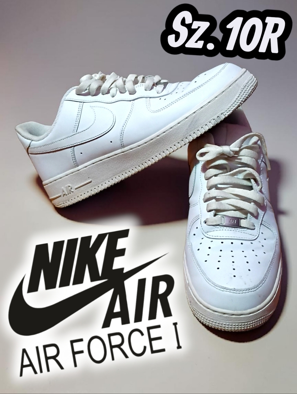 Nike Air Force 1 Low Sneakers Triple White Sz.10R